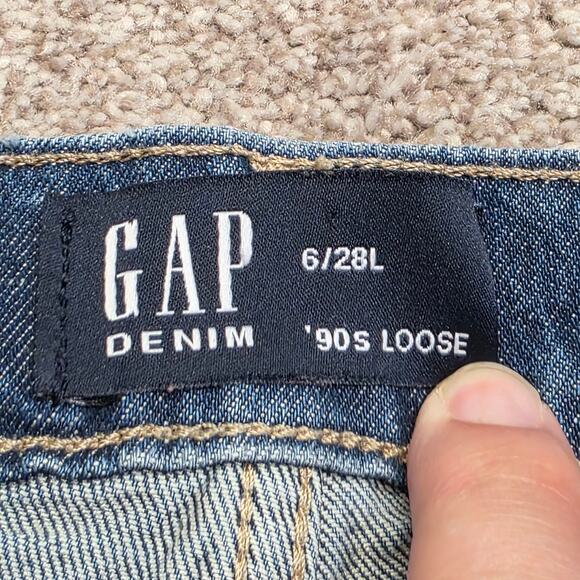 vtg streetwear Grunge Relaxed GAP Denim 90s Loose Straight Leg Jeans sz 6/28L - Picture 13 of 14